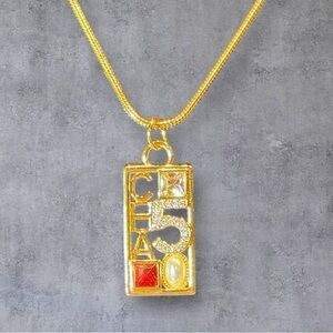 Upcycled CC Charm Elegant Gold Pendant Necklace